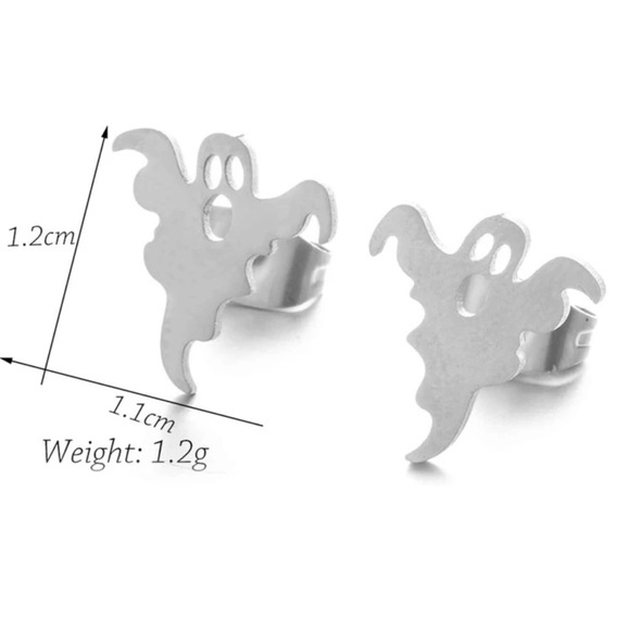👻 Dainty Spooky Ghost Stud Earrings 👻 - Picture 3 of 4